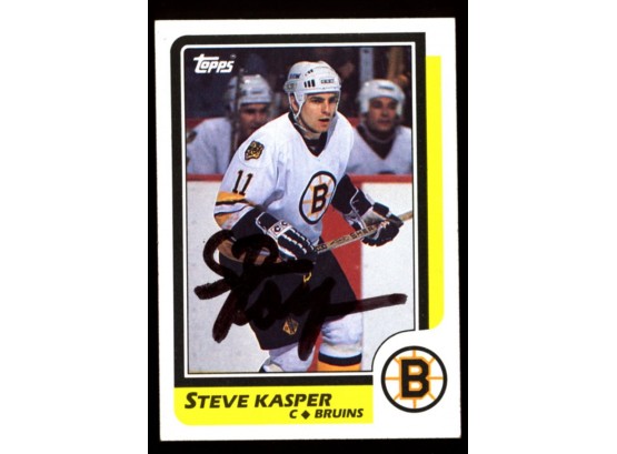 1986-87 Topps #97 Steve Kasper On Card Auto Boston Bruins