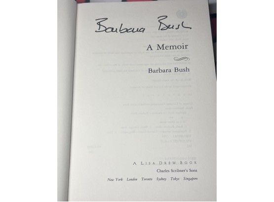 Autographed Copy Barbara Bush ~ A Memoir