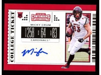 2019 Contenders Draft College Ticket Micky Crum Rookie Auto