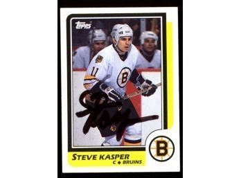 1986-87 Topps #97 Steve Kasper On Card Auto Boston Bruins
