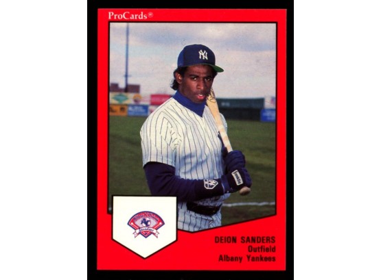 1989 Pro Cards Deion Sanders Minor League Prospect Rookie Card ~ Albany Yankees