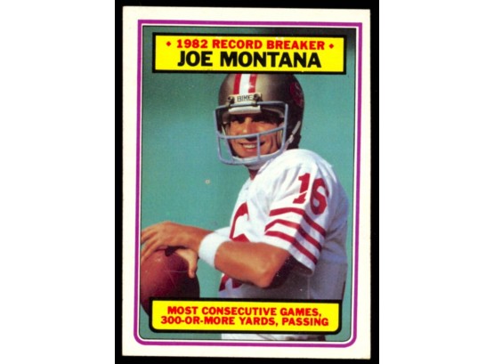 1983 Topps Football Joe Montana 1982 Record Breaker #4 San Francisco 49ers HOF