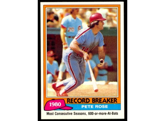 1981 Topps Baseball Pete Rose 1980 Record Breaker #205 Philadelphia Phillies HOF
