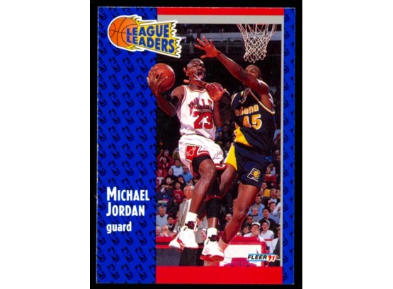 1991 Fleer Basketball Michael Jordan League Leaders #220 Chicago Bulls HOF