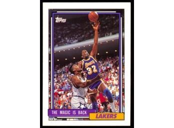 1992 Topps Basketball Magic Johnson 'the Magic Is Back' #54 Los Angeles Lakers HOF