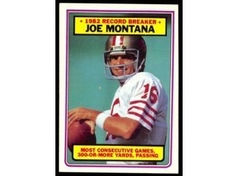 1983 Topps Football Joe Montana 1982 Record Breaker #4 San Francisco 49ers HOF