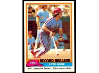 1981 Topps Baseball Pete Rose 1980 Record Breaker #205 Philadelphia Phillies HOF