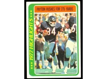 1978 Topps Football Walter Payton 1977 Highlight #2 Chicago Bears HOF