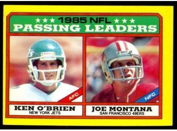 1986 Topps Football Ken O'Brien Joe Montana 1985 NFL Passing Leaders #225 HOF