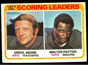 1978 Topps Football Errol Mann Walter Payton 1977 Scoring Leaders #334 HOF