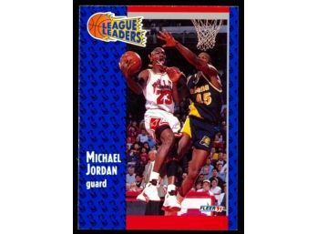 1991 Fleer Basketball Michael Jordan League Leaders #220 Chicago Bulls HOF