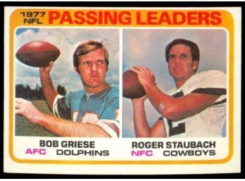 1978 Topps Football Bob Griese Roger Staubach 1977 Passing Leaders #331 Dolphins Cowboys HOF