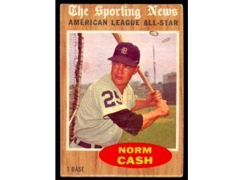 1962 Topps Baseball Norm Cash AL All-star 'the Sporting News' #466 Detroit Tigers