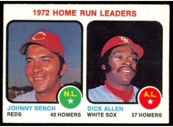 1973 Topps Baseball 1972 Home Run Leaders Johnny Bench & Dick Allen #62