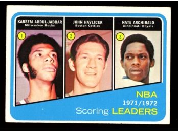 1972 Topps #71 NBA Scoring Leaders Kareem Abdul-Jabbar / Havlicek / Archibald