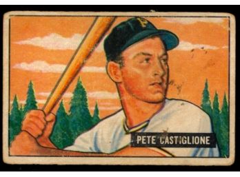 1951 Bowman Baseball Pete Castiglione #17 Pittsburgh Pirates