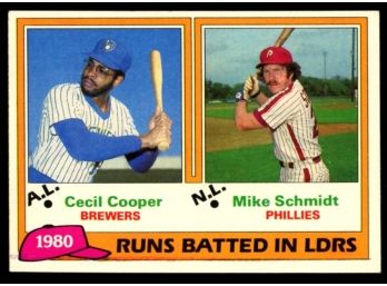 1981 TOPPS #3 RBI LEADERS CECIL COOPER / MIKE SCHMIDT