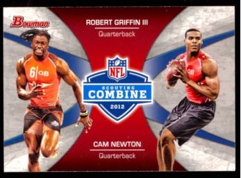2012 Bowman Football NFL Scouting Combine Cam Newton Robert Griffin III Rookie Card #CC-GN