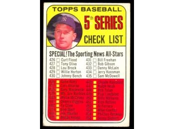 1969 Topps Baseball 5th Series Check List #412 Mickey Mantle HOF Vintage