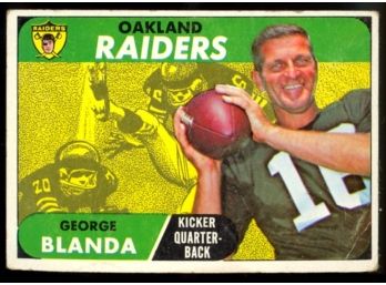 1968 Topps Football George Blanda #142 Oakland Raiders HOF Vintage