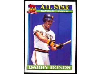 1991 Topps Baseball Barry Bonds All-star #401 Pittsburgh Pirates