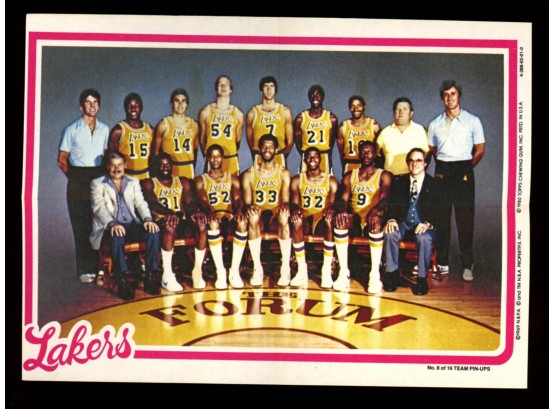 1980 TOPPS BASKETBALL LA LAKERS TEAM PHOTO INSERT ~ MAGIC JOHNSON ROOKIE YEAR