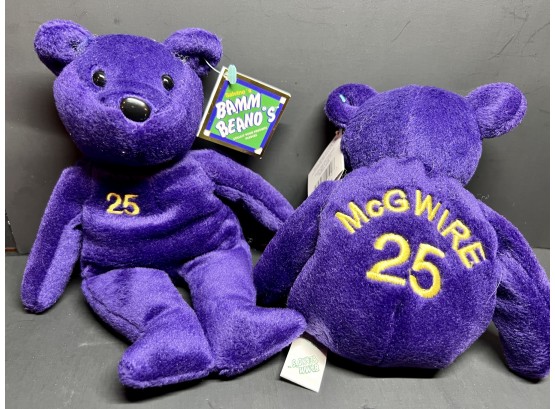 (2) Pair Of Mark Mcgwire Bam Beano's Plush Bears ~ Mint With Tags