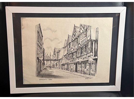 Framed Print 'STONEGATE ~ YORK' By Brian Lewis Measures 12' X 9'