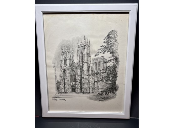 Framed Print Of York Minster By Brian Lewis  Measures 12' X 9'