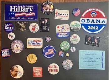 Large Collection Of Democratic Pins / Magnets / Decals  Tickets ~ Some Local To NH