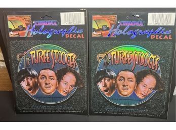 A PAIR OF HOLOGRAPHIC THREE STOOGES DECALS ~ 1998