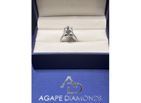 3.0Ct Oval Cut Diamond Simulant Platinum Setting  Engagement Ring Size 7 Adjustable