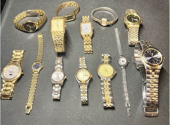 Lot Of 13 Watches Including 2 Bulovas And 2 Citizens Mens And Womens