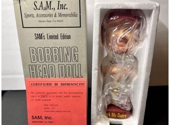 LIMITED EDITION MARK MCGWIRE CERAMIC BOBBLE HEAD NEW IN BOX WITH SERIAL NUMBER CERTIFICATE