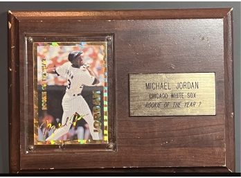 1994 MICHAEL JORDAN ROOKIE OF THE YEAR? PLAQUE WITH BASEBALL ROOKIE CARD