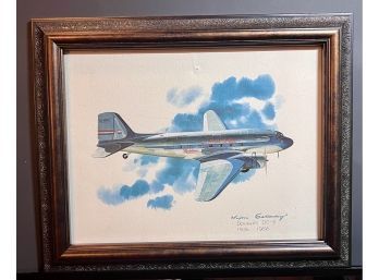 United Airlines Mainliner Lithograph By Nixon Galloway Douglas DC-3 1936-1956