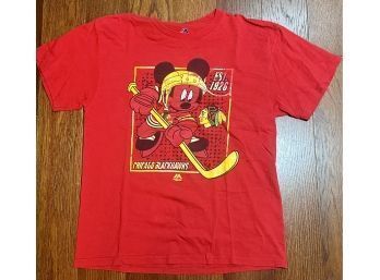 Vintage Mickey Mouse Chicago Black Hawks NHL Disney T-shirt ~ Large