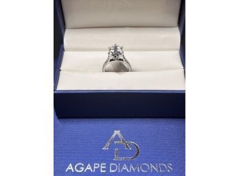 3.0Ct Oval Cut Diamond Simulant Platinum Setting  Engagement Ring Size 7 Adjustable