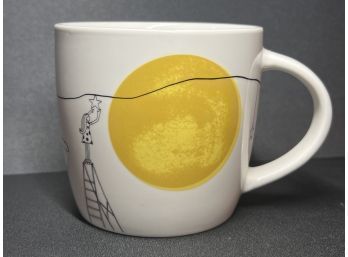 Starbucks Coffee White Ceramic Stringing STARS Over The Moon Mug Cup 14 Oz
