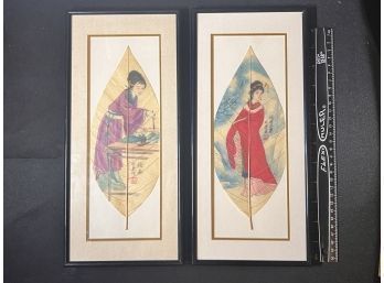 Pair Of Japanese Framed Prints 13x6in