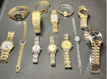 Lot Of 13 Watches Including 2 Bulovas And 2 Citizens Mens And Womens