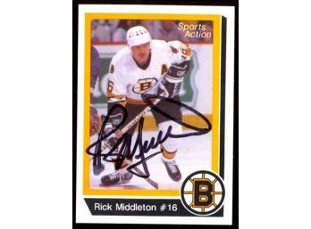 1988 Boston Bruins Sports Action Rick Middleton On Card Autograph #13