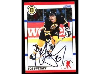 1990 Score Hockey Bob Sweeney On Card Autograph #235 Boston Bruins Auto