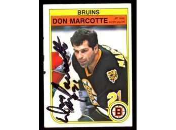 1982 O-pee-chee Hockey Don Marcotte On Card Autograph #14 Boston Bruins Vintage