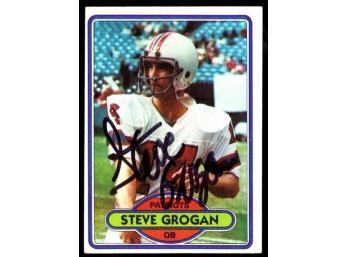 1980 Topps Football Steve Grogan On Card Autograph #435 New England Patriots Vintage