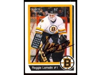 1989 Boston Bruins Sports Action Reggie Lemelin On Card Autograph