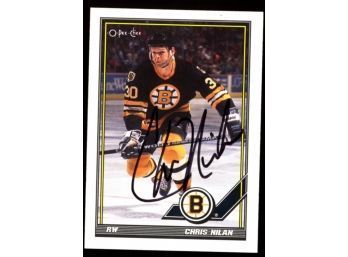 1991 O-pee-chee Hockey Chris Nolan On Card Autograph #311 Boston Bruins