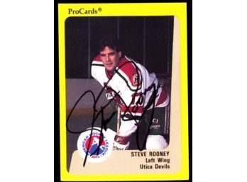 1989 ProCards Hockey Steve Rooney On Card Autograph #210 New Jersey Devils