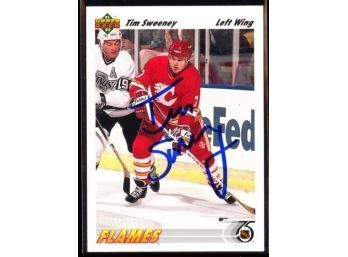 1991 Upper Deck Hockey Tim Sweeney On Card Autograph #375 Calgary Flames