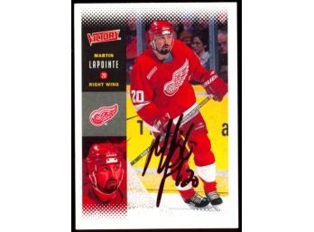 2000 Upper Deck Victory Hockey Martin LaPointe On Card Autograph #91 Detroit Red Wings